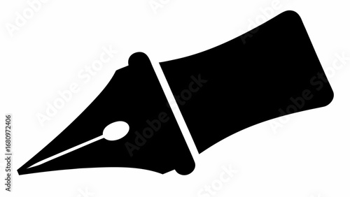 Illustration of a black fountain pen with a white background showcasing writing instrument design