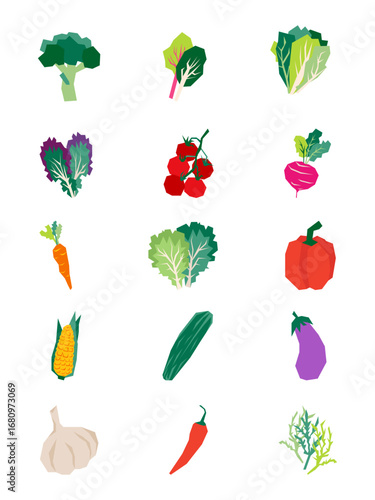 set of vegetables swiss chard leaf green flat organic illustration
