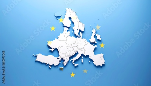 3D map of Europe with yellow stars