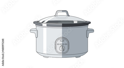 A minimalist illustration of a slow cooker with clear glass lid design