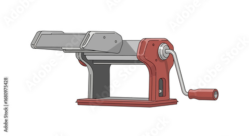 Cartoon Illustration of a Manual Pasta Machine for Food Preparation