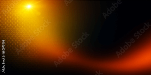 Vibrant, swirling orange and yellow energy rays create a dynamic, abstract light show in motion