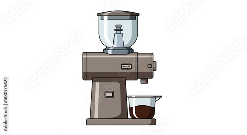 Coffee grinding equipment showcased in a detailed vector illustration