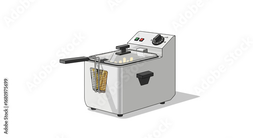 Commercial grade deep fryer illustration for restaurant kitchen concept