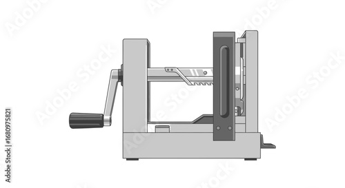 Detailed illustration of a manually operated food processor side view style