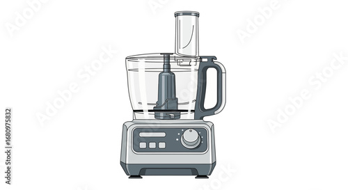 Detailed illustration of a modern food processor kitchen appliance