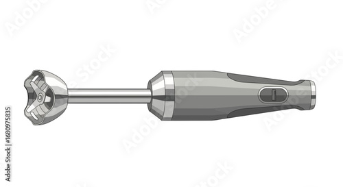 Detailed illustration of a modern immersion blender for kitchen use