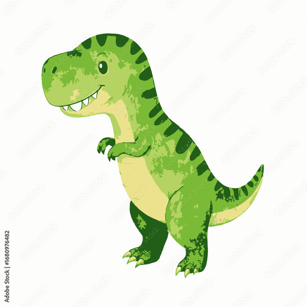 Naklejka premium A beautifully illustrated watercolor composition showcasing a variety of small and large dinosaurs, including a gentle apatosaurus, a playful baby triceratops