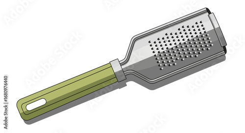 Illustration of a Kitchen Utensil Grater with Green Handle Isolated