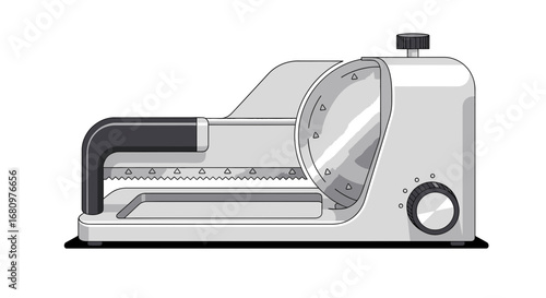 Illustration of a Professional Meat Slicer in Simple Gray Color Scheme