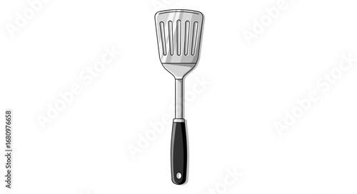 Illustration of a Slotted Turner Utensil for Cooking and Kitchen use
