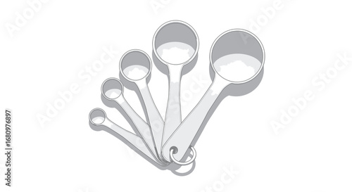 Illustrative kitchen collection of measuring spoons in different sizes