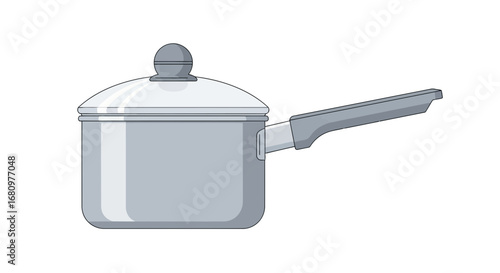 Isolated illustration of a kitchen pot with lid on a white background