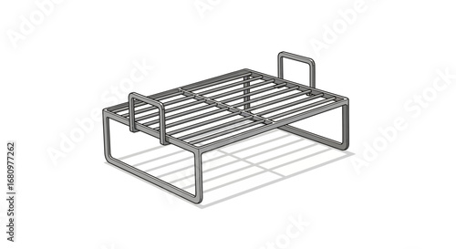Isometric Illustration of a Metal Framework Structure in Minimalist Style
