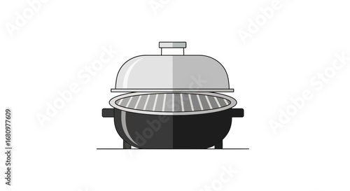 Minimalistic barbecue grill design illustration on white background