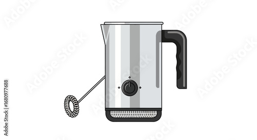 Modern electric milk frother on a white background minimal illustration