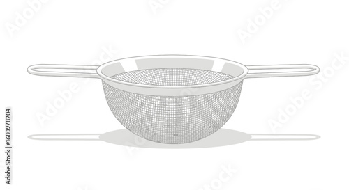 Neutral Gray Colander Illustration for culinary or kitchen concepts