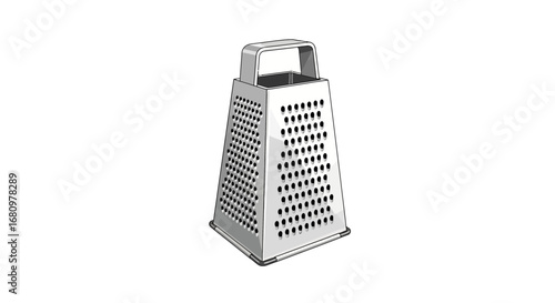 Realistic metal grater illustration isolated on white background object