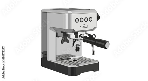 Professional espresso machine appliance ready for coffee preparation