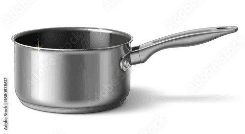 Sleek silver saucepan illustration for culinary design projects
