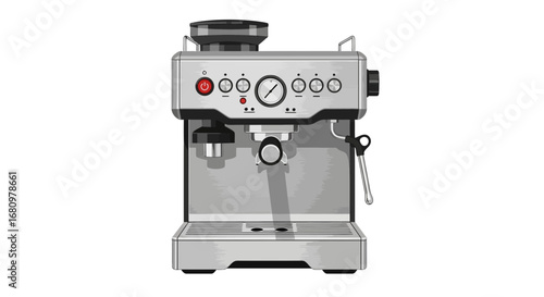 Sophisticated vector illustration of a modern espresso machine on white