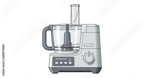 Sophisticated food processor illustration on a clear white backdrop
