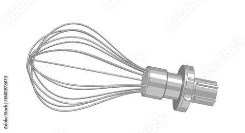 Stainless Steel Wire Whisk Isolated on White Background - Kitchen Utensil