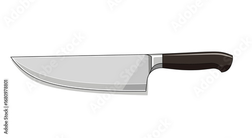 Stylized cleaver illustration with gray blade and brown wooden handle