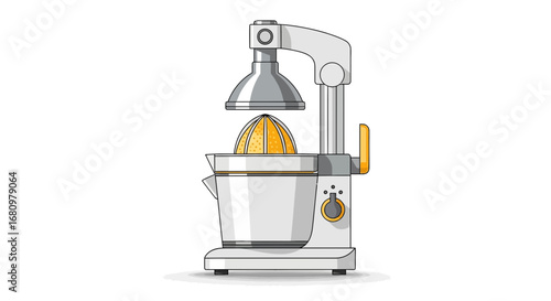 Freshly squeezed citrus: An electric juicer extract orange in illustration