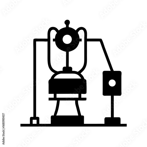 Vector art of engine machine icon, depicting industrial technology and mechanical engineering in a modern, linear design for manufacturing and automation