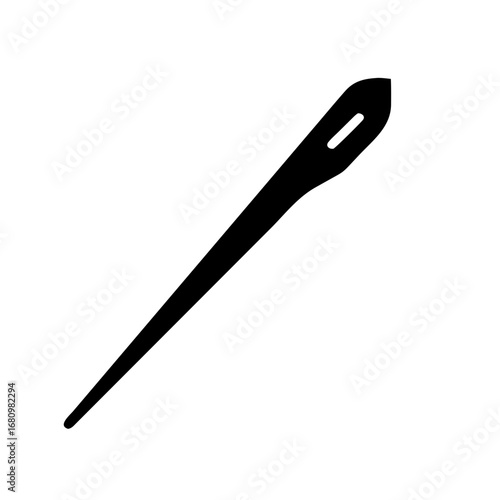 Vector art of sewing needle icon, a tool for stitching fabric, crafting textiles, and creating handmade clothing and fashion designs