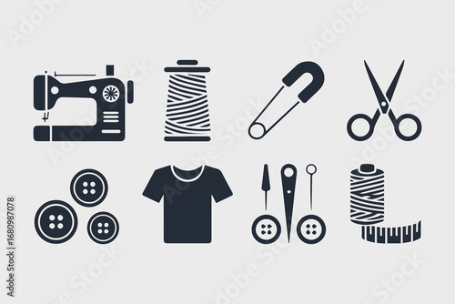 Sewing machine Minimalist icons vector