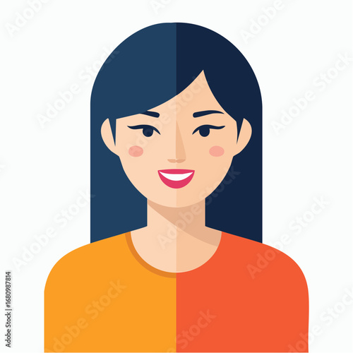 Happy Asian Woman Portrait Smiling, Confident Female in Colorful Clothes