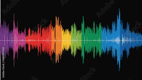 Abstract audio sound wave equalizer background with a blue digital frequency spectrum design