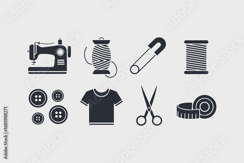Sewing machine Minimalist icons vector