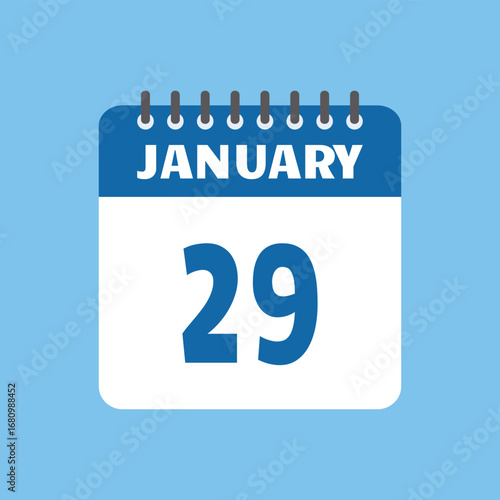 january 29 calendar icon Vector page month design
