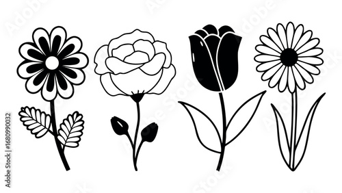 Elegant floral line art collection, simple and modern botanical designs for crafting