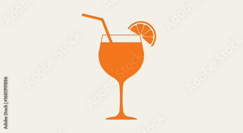 Refreshing orange cocktail in a tall glass garnished with a citrus slice and a straw
