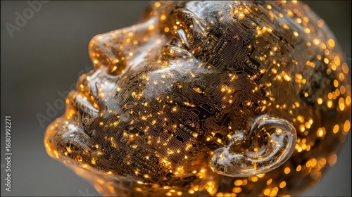 Wallpaper Mural AI shaped as glowing human head, abstract neural design Torontodigital.ca