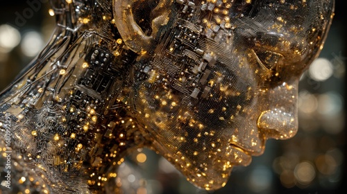 Wallpaper Mural AI shaped as glowing human head, abstract neural design Torontodigital.ca