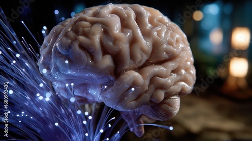 Wallpaper Mural Abstract brain made of particles and glowing strands Torontodigital.ca