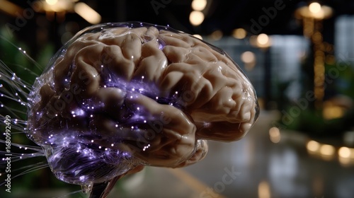 Wallpaper Mural Abstract brain made of particles and glowing strands Torontodigital.ca