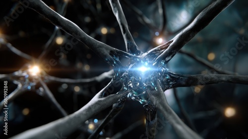 Wallpaper Mural Neural network fading into depth, data perspective grid Torontodigital.ca