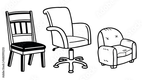 Diverse chair collection for modern living and office spaces