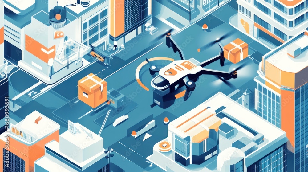 Obraz premium Futuristic urban delivery drone