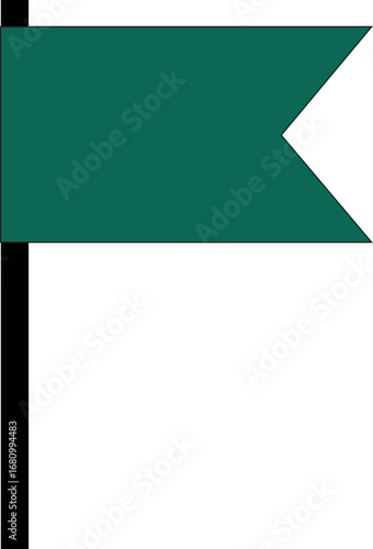Green flag vector pin isolated, Waving green flag icon attached to a pole with rounded base, vector illustration on an isolated background, tansparent Background for Various Uses.