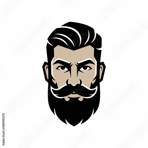 Man logo, Funny cartoon vector of a bearded man with headphones and sunglasses in a Halloween zombie style