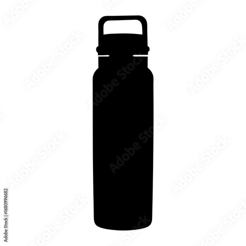 Black silhouette of a reusable water bottle with carrying handle