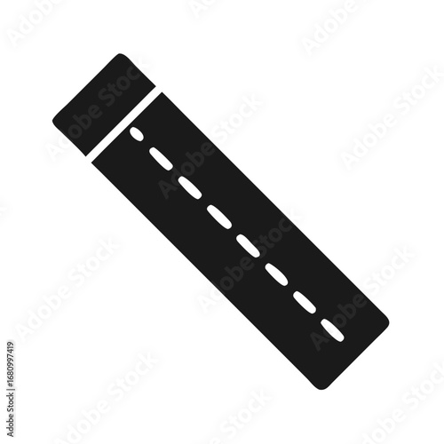 Vector art of black ruler, a measuring tool for precision in office, school, and design, featuring inches and centimeters for accurate measurements