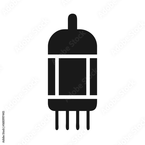 Vector art of black vacuum tube icon, a vintage electronic component used for amplification and signal control in various applications